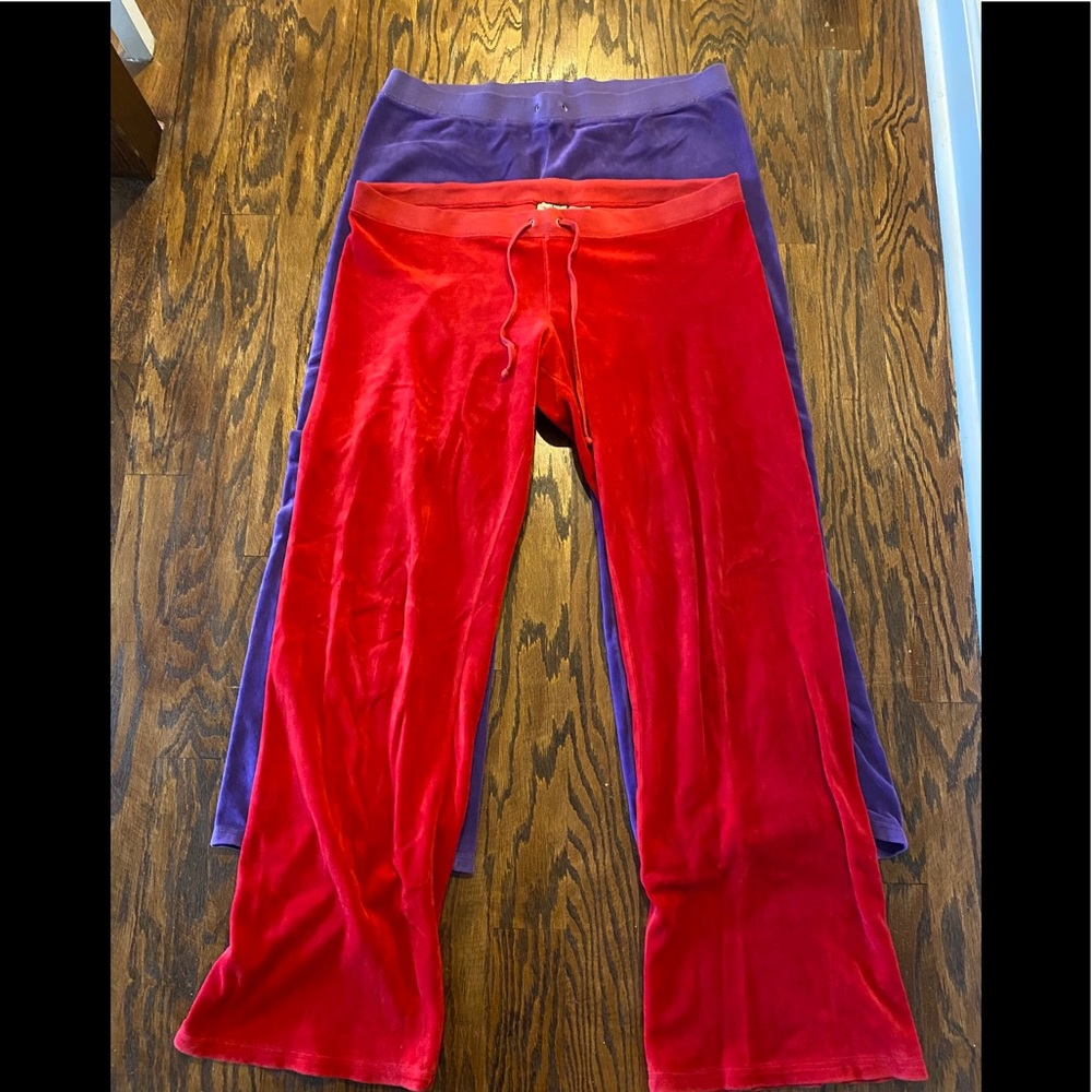 TWO Juicy Couture velour XL pants red purple